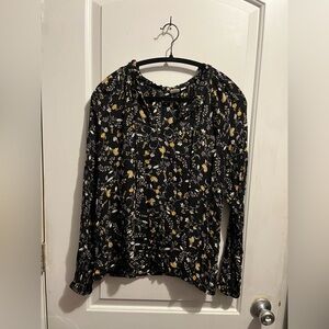 GAP Black Floral Blouse